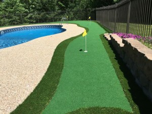 synthetic turf near the pool